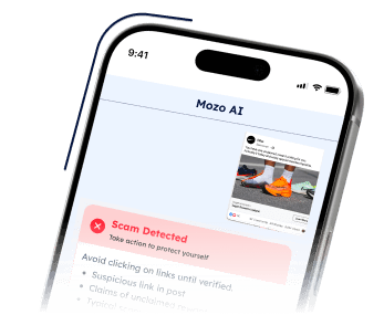 Mozo AI showing a scam detected verdict